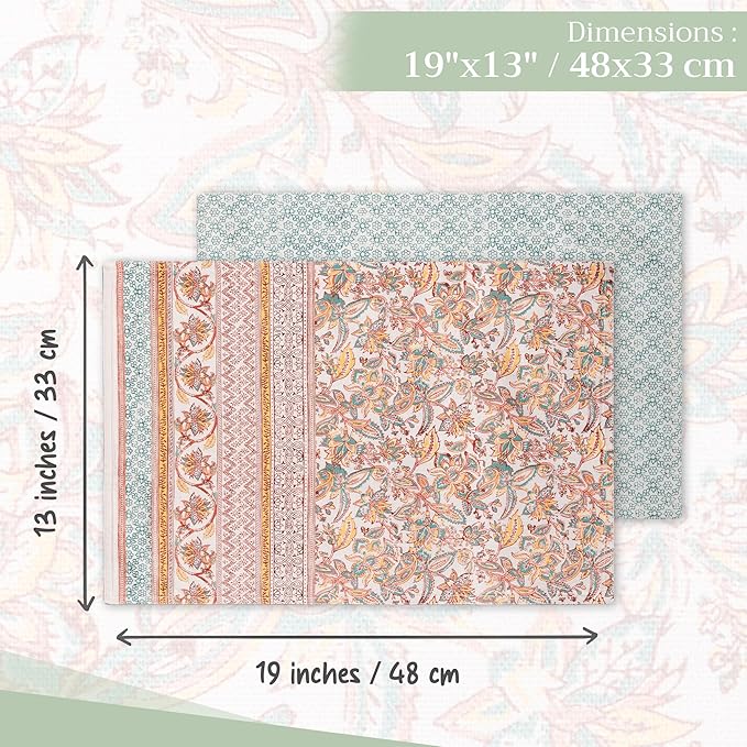 Maison d' Hermine Placemats Set of 4 100% Cotton Washable Cloth Place Mats, Reusable Table Mats for Thanksgiving Christmas Decorations Kitchen Dining Party Wedding Restaurant (Nila, 13" x 19")