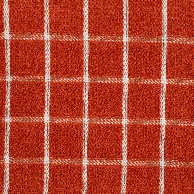 DII Basic Terry Collection Windowpane Dishcloth Set, 12x12, Spice, 6 Piece