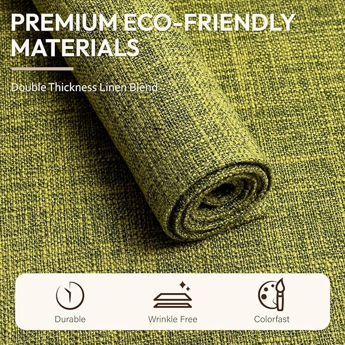 Blue Forest Placemats Set of 8, Dual-Layered Thickened Faux Linen Cloth Place Mats Heat Resistant Machine Washable Wrinkle Free Table Mats Indoor/Outdoor (Lime Green)