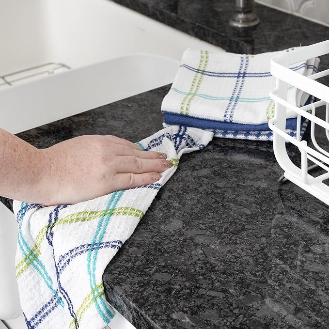 T-Fal Premium Waffle Dish Cloths: Highly Absorbent, Super Soft Long Lasting - 100% Cotton, 12"x13" Flat Waffle Dish Towel for Cleaning & Drying Dishes, (4-Pack), Cool