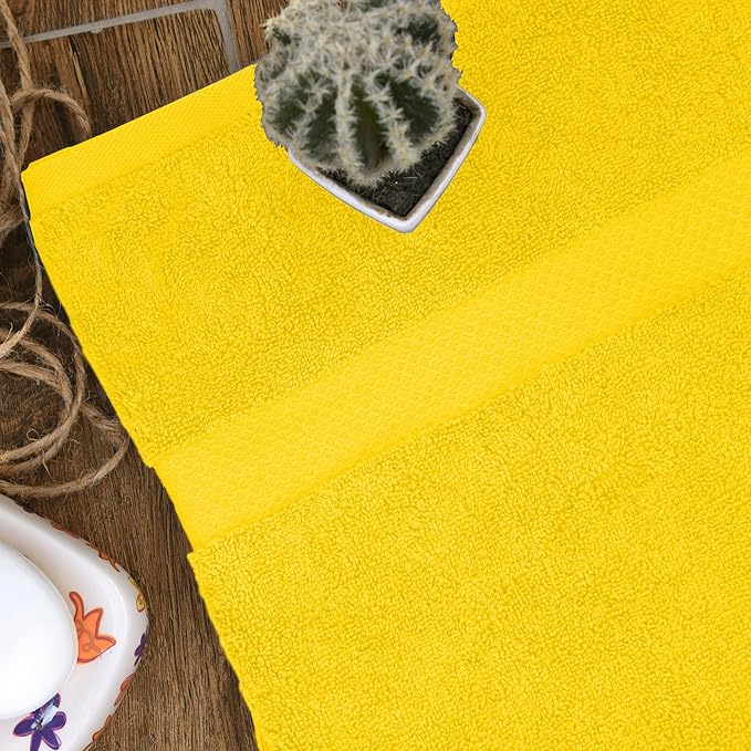 HERCULEAN Premium Bath Towels 24 x 48 Pack of 6 | Quick Dry and Highly Absorbent | 100% Cotton Terry Towels for Bathroom - Perfect for Shower - Pool and Spa - Luxury Soft Towels - Lemon Yellow