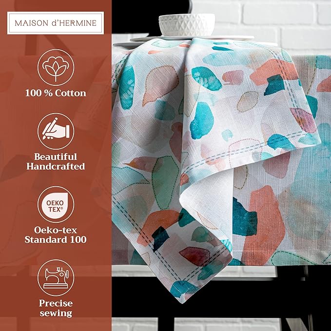 Maison d' Hermine Cloth Napkins Set of 4 100% Cotton Everyday Reusable Square Napkins Cloth Washable Dinner Party Wedding Restaurant Gifts for Mothers Day Spring/Summer (Summer Picnic, 20" x 20")