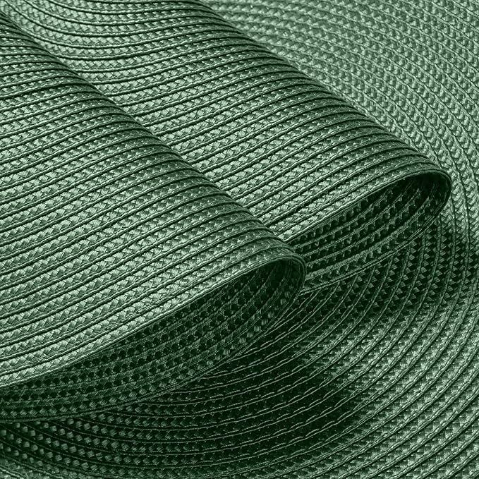FunWheat Round Braided Placemats Set of 6 Table Mats for Dining Tables Woven Washable Non-Slip Place mats 15 inch (Olive, 6pcs)