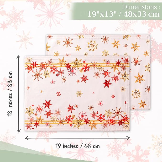 Maison d' Hermine Placemats Set of 4 100% Cotton Washable Cloth Place Mats, Reusable Table Mats for Thanksgiving Christmas Decorations Kitchen Dining Party Wedding Restaurant (Crystal Star, 13" x 19")