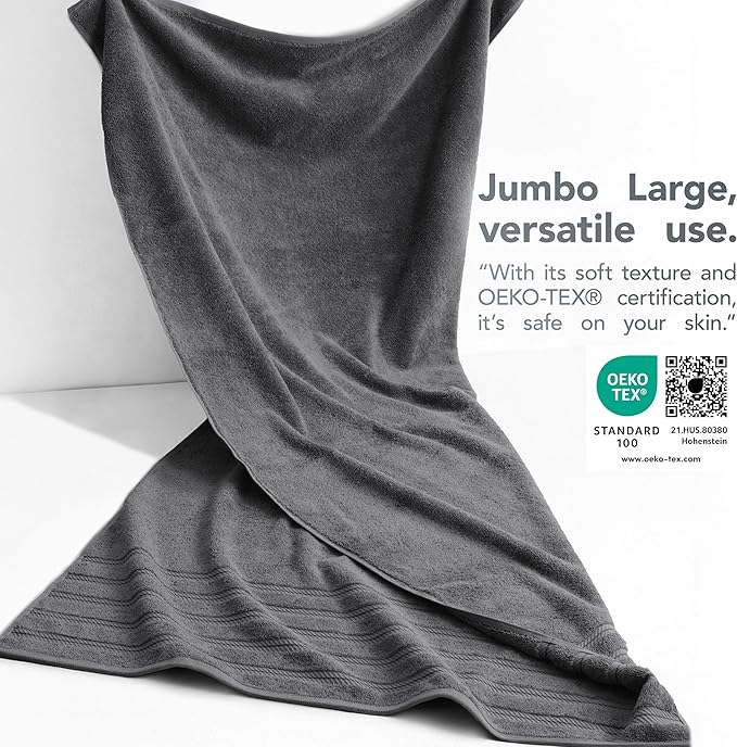 American Soft Linen 35x70 Jumbo Large Bath Towel, 600 GSM 100% Cotton Turkish Bath Sheet, Oversized Luxury Bath Towel for Bathroom Beach and Pool, Dark Gray