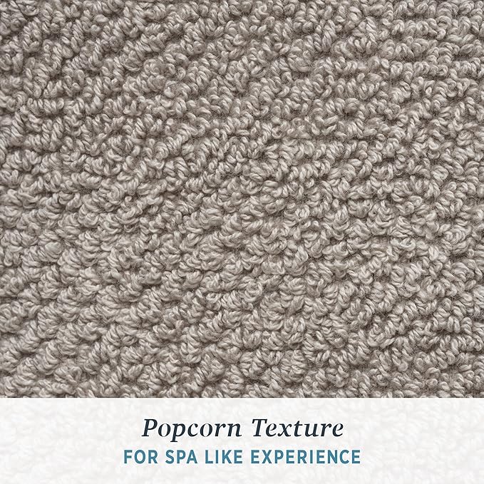 Welhome Franklin 100% Cotton Popcorn Textured Towel Set - 4 Pack Bath Towels, 600 GSM, Soft & Plush, Taupe