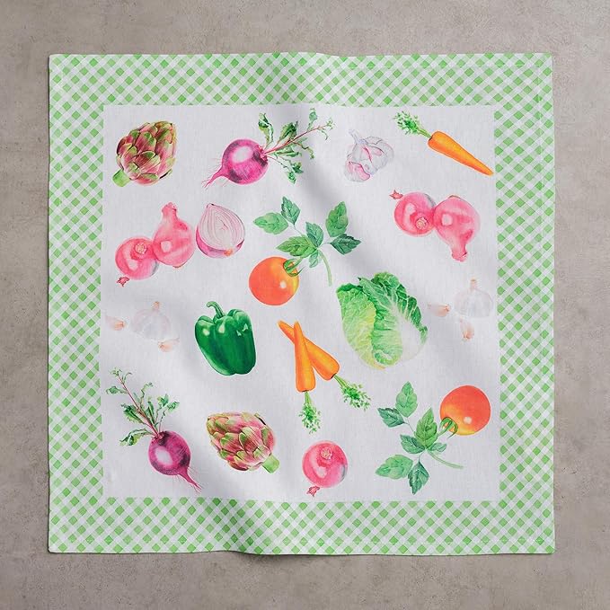 Maison d' Hermine Cloth Napkins Set of 4 100% Cotton Everyday Reusable Square Napkins Cloth Washable Dinner Party Wedding Restaurant Gifts for Mothers Day Spring/Summer(Farmers Garden, 18" x 18")