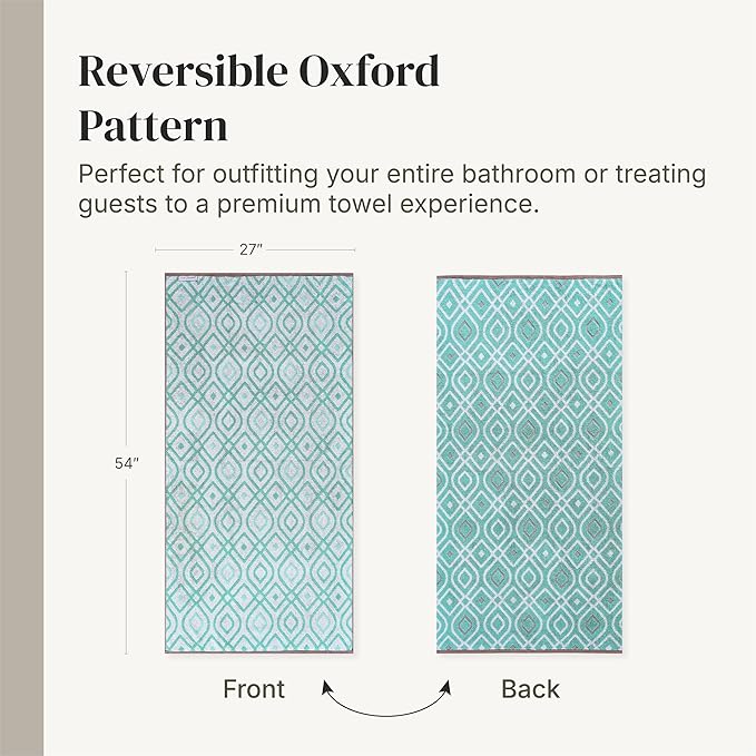 Modern Threads Classic Diamond 6-Piece 100% Cotton Towel Set – Yarn Dyed Jacquard – Includes 2 Bath Towels, 2 Hand Towels, 2 Washcloths – Absorbent, Quick Dry, Soft & Durable – Aqua