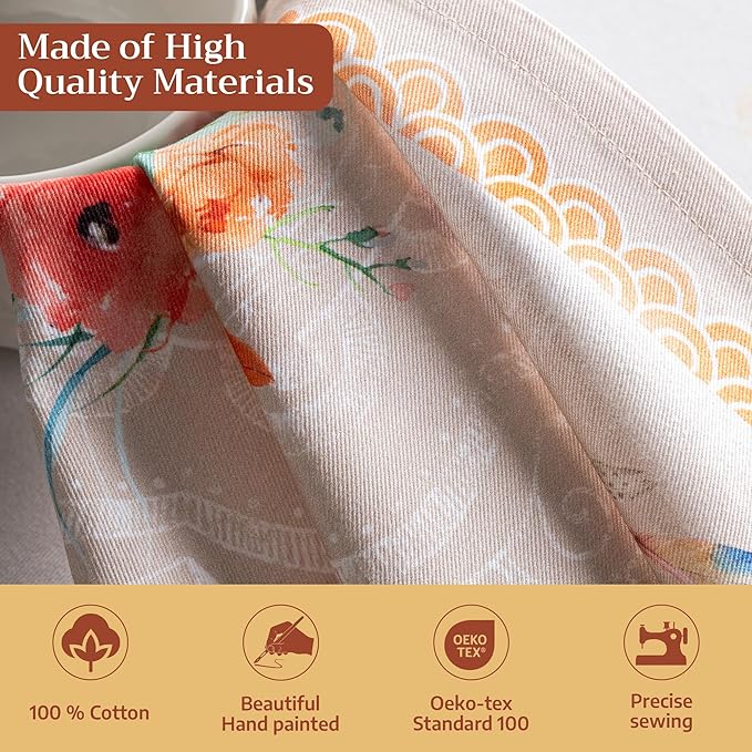 Maison d' Hermine Cloth Napkins Set of 4 100% Cotton Everyday Reusable Square Napkins Cloth Washable Dinner Party Wedding Restaurant Gifts for Mothers Day Spring/Summer (Ibiza - Beige, 20" x 20")