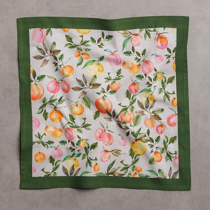 Maison d' Hermine Cloth Napkins Set of 4 100% Cotton Everyday Reusable Square Napkins Cloth Washable Dinner Party Wedding Restaurant Gifts for Mothers Day Spring/Summer (Soleil Fruite, 18" x 18")