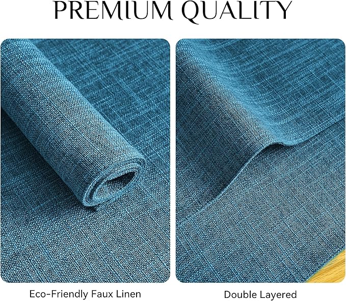 Softalker Faux Linen Placemats Set of 6-12 x 18 Inch, Heat Resistant Double Layered Durable Burlap Farmhouse Place Mats, Non-Slip Washable Rustic Table Mats for Dining, Kitchen, Party（Sky Blue