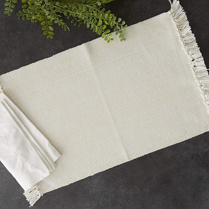 DII Variegated Tabletop Collection, Placemat Set, 13x19, Off-White, 6 Piece