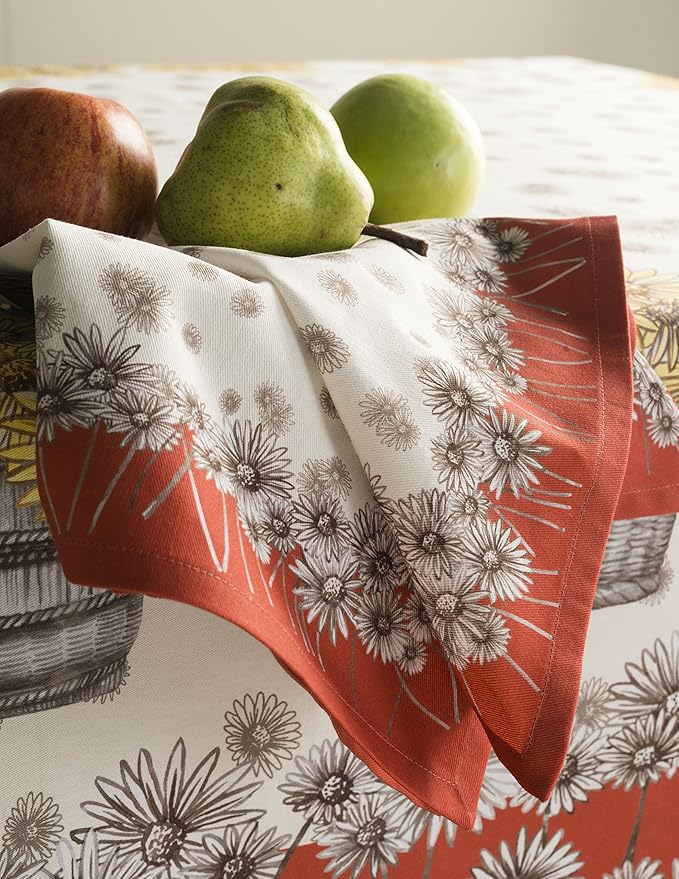 Maison d' Hermine Cloth Napkins Set of 4 100% Cotton for Thanksgiving Christmas Decorations Everyday Reusable Square Fall Napkins Cloth Washable Dinner Party (Bagatelle, 20"x20")