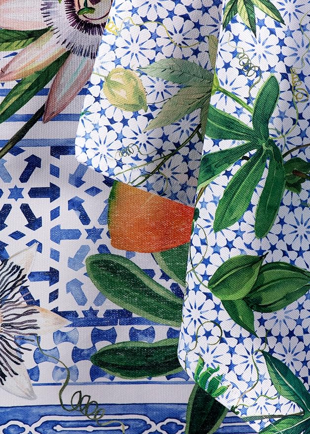 Maison d' Hermine Cloth Napkins Set of 4 100% Cotton Everyday Reusable Square Napkins Cloth Washable Dinner Party Wedding Restaurant Gifts for Mothers Day Spring/Summer (Passiflora, 20" x 20")