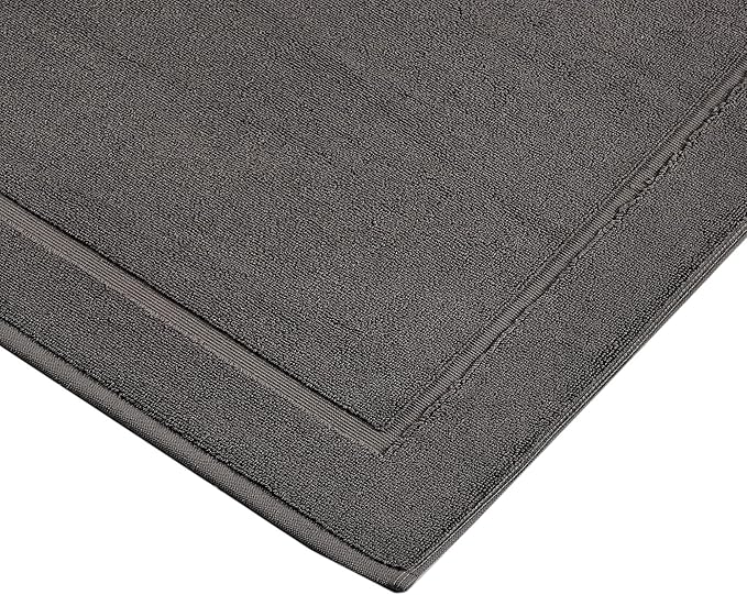 Hawmam Linen Cool Grey Bath Mats, 21 x 34 inches, Pack of 2-100% Ring Spun Cotton,[Not a Bathroom Rug] Banded Design, Highly Absorbent, Machine Washable for Bathroom Floor Towel
