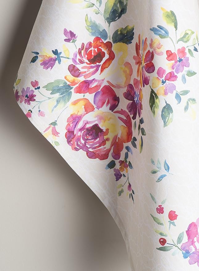 Maison d' Hermine Kitchen Towels Set of 3 100% Cotton 27.50" x 20" Reusable Cloth Tea Dish Towels Absorbent with Hanging Loop for Kitchen Gifts for Mothers Day Spring/Summer (Rose Garden)