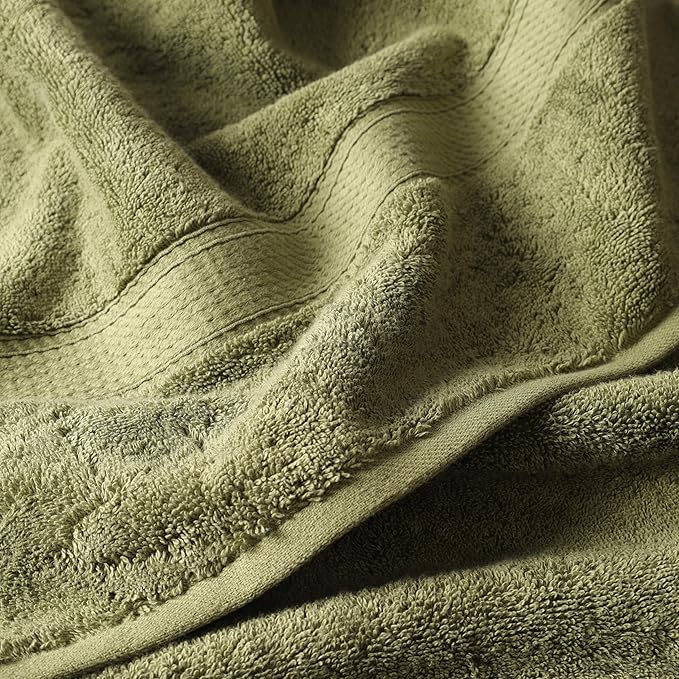 Superior Egyptian Cotton Pile 6 Piece Towel Set, Includes 2 Bath, 2 Hand, 2 Face Towels/ Washcloths, Ultra Soft Luxury Towels, Thick Plush Essentials, Guest Bath, Spa, Hotel Bathroom, Forest Green