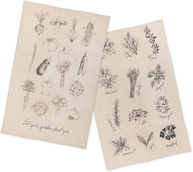 Rustic Farmhouse Linen Garden Kitchen Towel Set by Twine