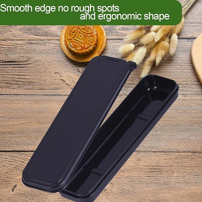 Travel Cutlery Case Portable Utensil Holder Travel Silverware Case Flatware Storage Box Camping Utensils Cases for Fork Spoon Chopsticks Lunch Box, 8.26 x 2.1 Inches (Black, Small)