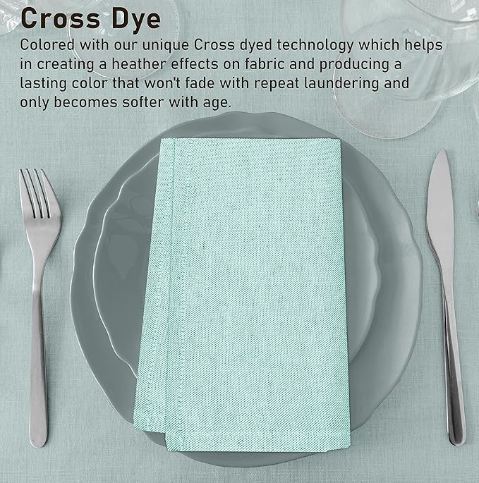 Ruvanti Cloth Napkins Set of 12, 18x18 Reusable Napkins Cloth Washable, Soft & Durable Table Napkin, Poly Cotton Fabric Dinner Napkins for Parties, Christmas, Thanksgiving, Weddings - Sea Green