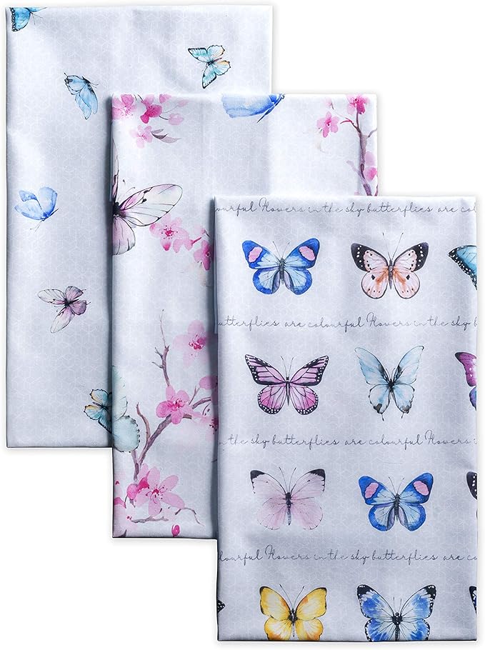 Maison d' Hermine Kitchen Towels Set of 3 100% Cotton 27.50" x 20" Reusable Cloth Tea Dish Towels Absorbent with Hanging Loop for Kitchen Gifts for Mothers Day Spring/Summer (Blossoms in Spring)