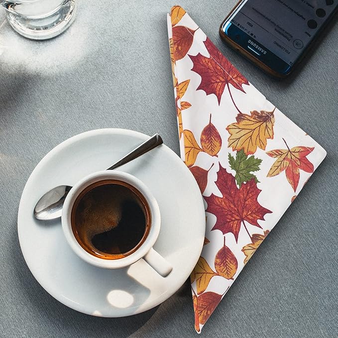 Urban Villa Kitchen Towels Harvest Leaves Print Dish Towels Set of 6 20" X30” 100% Cotton Highly Absorbent Quick Drying Dish Cloths & Dish Towels Thanksgiving Fall Tea Towels with Hanging Loop Towels