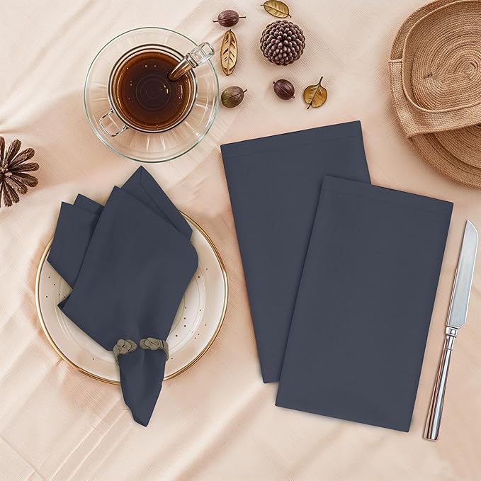 Ruvanti Cloth Napkins Set of 6, 18x18 Inches, 100% Cotton, Washable, Soft & Absorbent, Perfect for Wedding, Christmas, ‎Thanksgiving Dinners - Ombre Blue