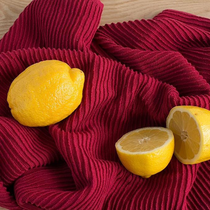 Now Designs Ripple Kitchen Towel, Set of 2, Carmine