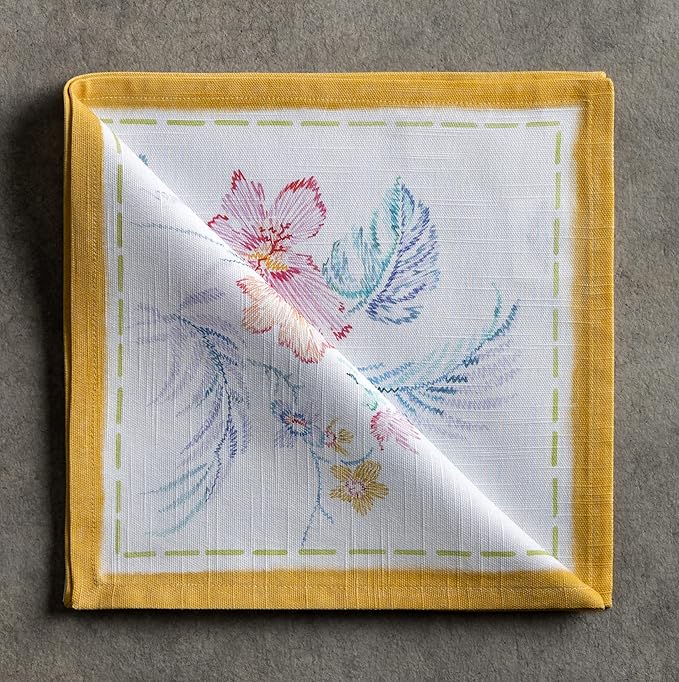 Maison d' Hermine Cloth Napkins Set of 4 100% Cotton Everyday Reusable Square Napkins Cloth Washable Dinner Wedding Restaurant Gifts for Mothers Day Spring/Summer (Paradise Island, 20" x 20")