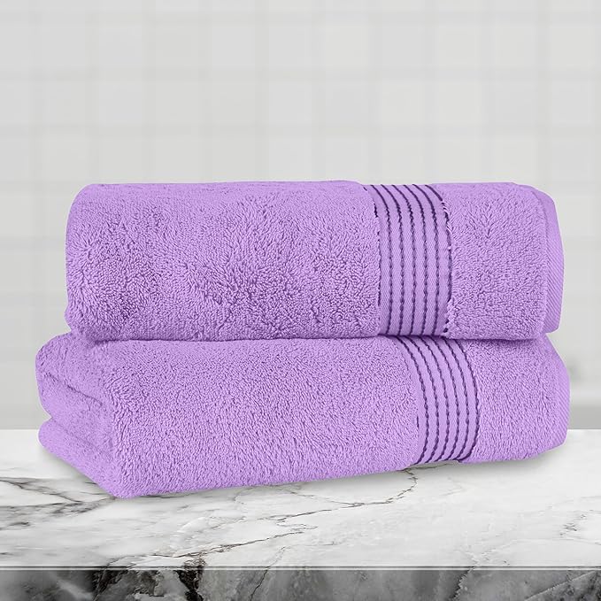 Mocassi Luxury 100% Turkish Cotton 2-Pack Bath Towel Set- Ultra Soft, Quick Dry Highly Absorbent 27 x 54 inch Premium Spa Hotel Quality 2PC Bath Towels - Luxurious Soft Bathroom Towels, Lilac