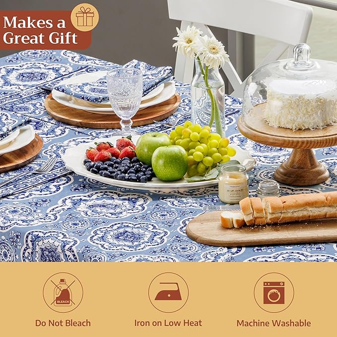 Maison d' Hermine Cloth Napkins Set of 4 100% Cotton Everyday Reusable Square Napkins Cloth Washable Dinner Party Wedding Restaurant Gifts for Mothers Day Spring/Summer(Melodie Bleue, 20" x 20")