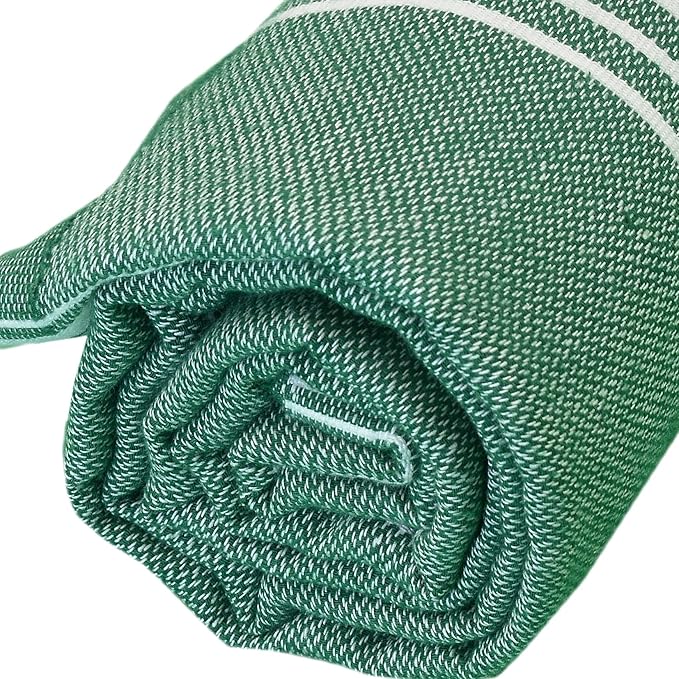 Bersuse Towels Anatolia XL Beach Blanket Throw Blanket Turkish Towel 100% Cotton Extra-Large Quick-Dry Lightweight Premium Peshtemal Towel - 61x82 Inches, Forest Green (Set of 3)