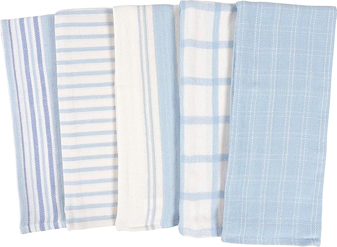 KAF Home Assorted Flat Kitchen Towels - Set of 10, 18 x 28 Inch (Sky)