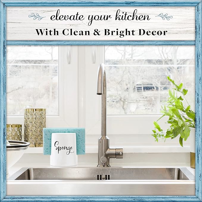 Home Acre Designs Sponge Holder for Kitchen Sink - Rustic Farmhouse Home & Kitchen Decor - White Ceramic