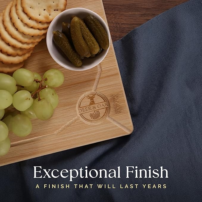 Deer & Oak Premium Extra Large Bamboo Cutting Board - 17.3" x 11.8" x 0.8" Wooden Chopping Board for Meat and Vegetables, Pre-Oiled, Water Resistant, Knife Friendly