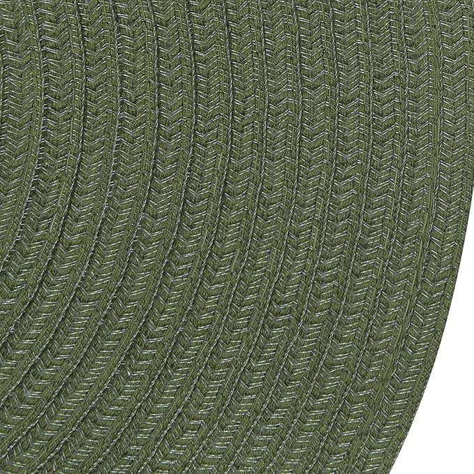SHACOS Round Placemats Set of 4 Washable 15 inch Round Table Mats Cotton Polyester Woven Braided Place Mats for Dining Table Wedding Party Decor (Olive Green, 4)