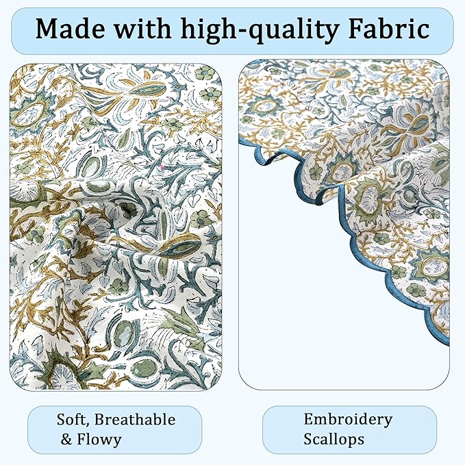 Ridhi Hand Block Print Indigo Floral 18" x 18" (Set of 4) Embroidery Table Napkins Reusable Cotton Dinner Napkins for Weddings, Parties, Everyday Dining Gift for Spring, Easter, Valentine