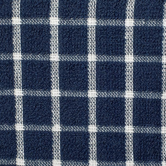 DII Basic Terry Collection Windowpane Dishcloth Set, 12x12, Nautical Blue, 6 Piece