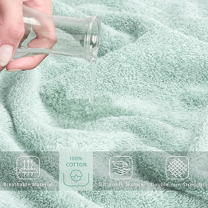 Cotton Paradise 100% Cotton 40x80 Oversized Bath Sheet, Extra Large Turkish Bath Towels for Bathroom, Mint Green Bathsheet