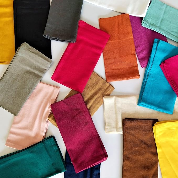 Fingercraft Dinner Cloth Napkins in Cotton Linen Blend Fabric 12 Pack, Premium Quality, Mitered Corners for Every Day Use Napkins are Pre Shrunk and Good Absorbency Easter Special Color Orange