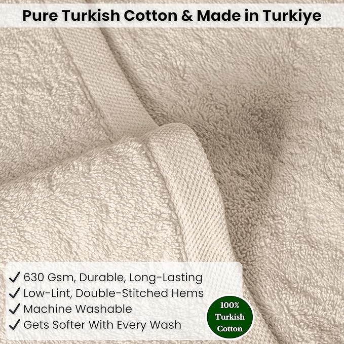 SALBAKOS Luxury 100% Turkish Cotton Bath Sheets 40x80 in Oversized Extra Large Bath Towels | Premium Hotel Quality Thick Soft Absorbent Turkish Towel for Spa Beach (Pack of 1, Ivory, Jumbo Bath Sheet)