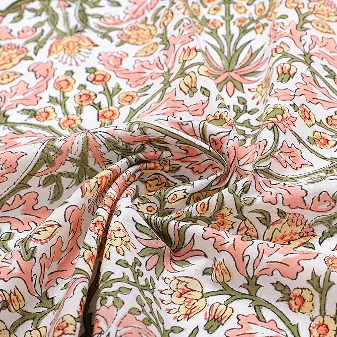 Ridhi Hand Block Print Sassy Salmon Pink 18" x 18" (Set of 4) Embroidery Table Napkins Reusable Cotton Dinner Napkins for Weddings, Parties, Everyday Dining Gift for Spring, Easter, Valentine
