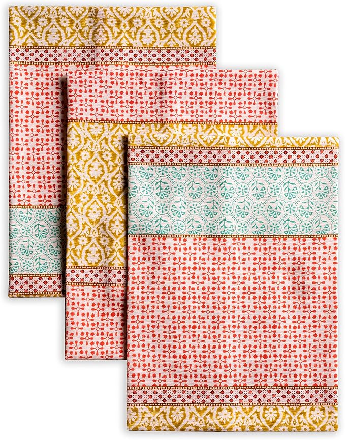 Maison d' Hermine Kitchen Towels Set of 3 100% Cotton 27.50" x 20" Reusable Cloth Tea Dish Towels Absorbent with Hanging Loop for Kitchen Gifts for Mothers Day Spring/Summer (Provence)