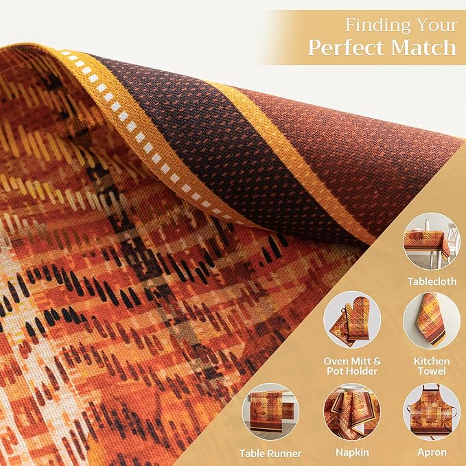 Maison d' Hermine Placemats Set of 4 100% Cotton Washable Cloth Place Mats, Reusable Table Mats for Thanksgiving Christmas Decorations Kitchen Dining Party Wedding (Thanksgiving Tartan, 13" x 19")