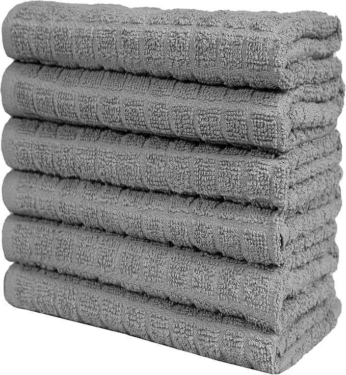 Bumble Kitchen Towels (6 Pack) | 16” x 28” | 100% Cotton Kitchen Towels | 385 GSM | Soft, Highly Absorbent & Durable Dish Towels for Kitchen | Gray