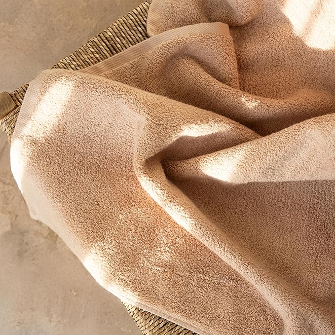 SALBAKOS 100% Turkish Cotton Extra Large Bath Sheet Towel Set of 2, 35x70 inch | Premium Quality | Hotel Collection Soft, Absorbent, Oversize Bath Towels | Made in Turkey (Taupe, 2 Bath Sheets)