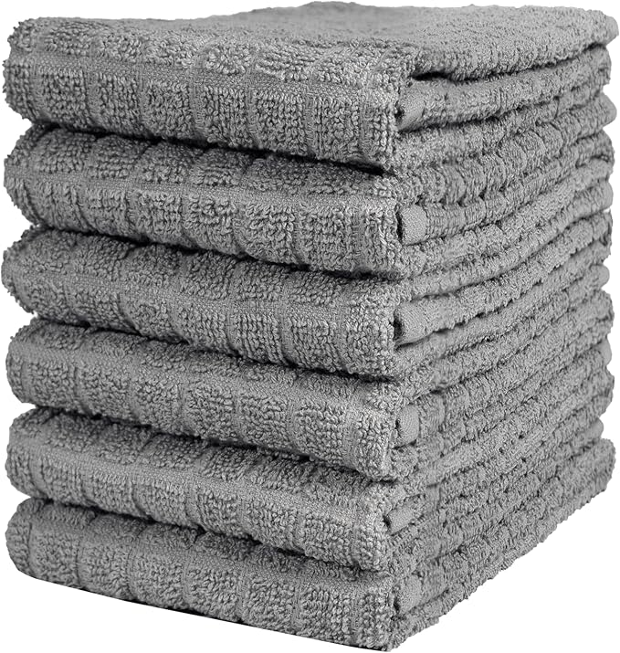 Bumble Kitchen Towels (6 Pack) | 16” x 28” | 100% Cotton Kitchen Towels | 385 GSM | Soft, Highly Absorbent & Durable Dish Towels for Kitchen | Gray