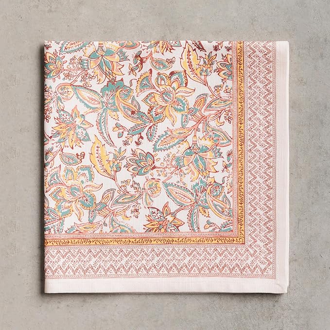 Maison d' Hermine Cloth Napkins Set of 4 100% Cotton for Thanksgiving Christmas Decorations Everyday Reusable Square Fall Napkins Cloth Washable Dinner Party (Nila, 20"x20")