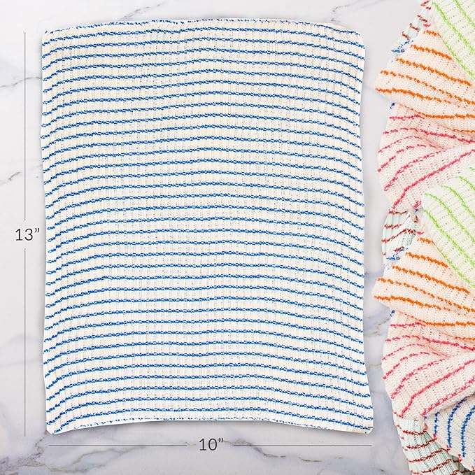 World's Best Kitchen Dish Cloths - Set of 6 Assorted Dishcloths for Washing Dishes - Absorbent Poly Cotton Waffle Weave Dish Rags, Made in USA