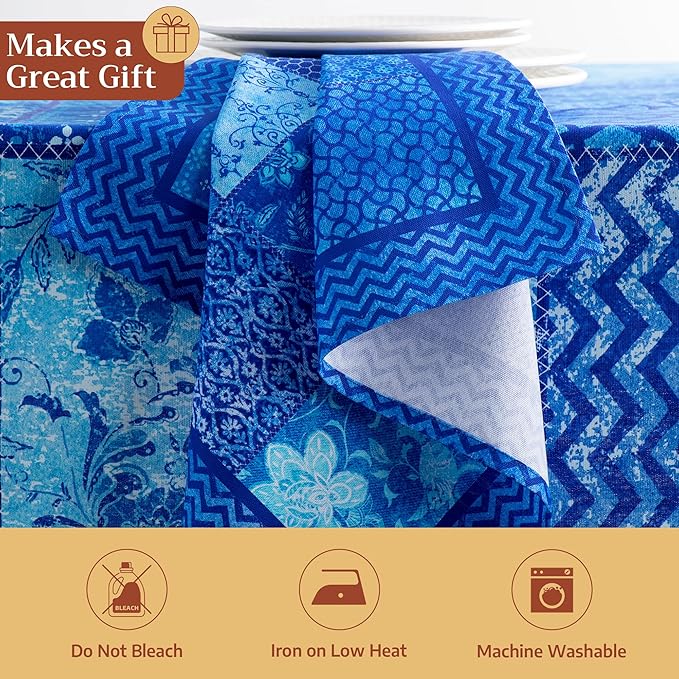 Maison d' Hermine Cloth Napkins Set of 4 100% Cotton Everyday Reusable Square Napkins Cloth Washable Dinner Party Wedding Restaurant Gifts for Mothers Day Spring/Summer (Indigo Love, 20" x 20")